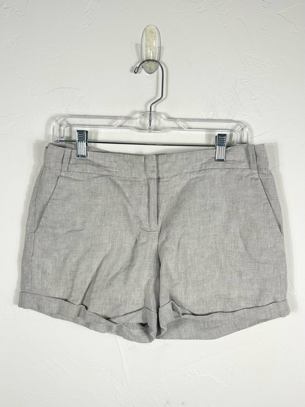 LOFT Ann Taylor Cuffed Linen Blend Shorts Women's Size 4 Heather Gray
